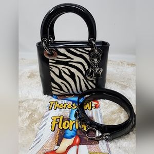 Christian Dior Lady zebra ponyhair Patent Leather Mini Lady Bag